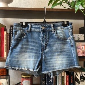 Light Wash Faux Cut Off Jean Shorts
